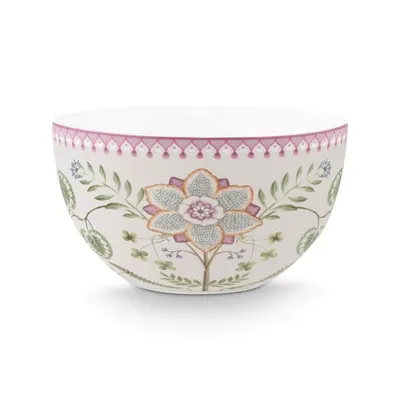 Bol din porțelan, Pip Studio, White, 18 cm, colecția Lily&Lotus