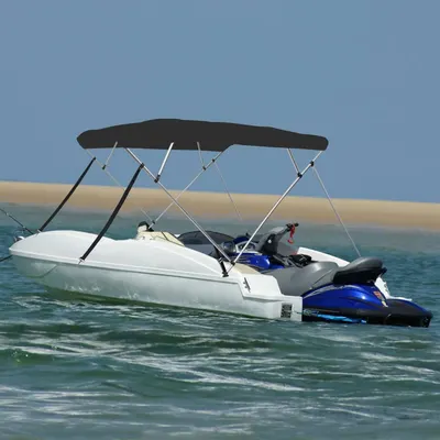 vidaXL Parasolar barcă Bimini cu 4 arcuri, negru, 243x196x137 cm
