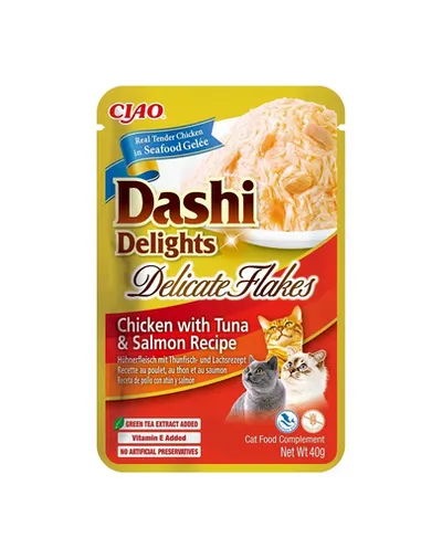 INABA Cat Dashi Delights Delicate Flakes plic pentru pisici 40g pui, ton si somon