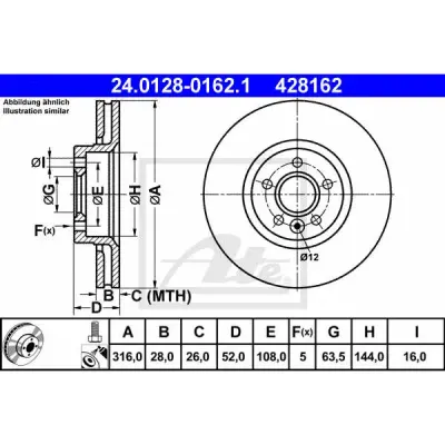 Disc frana ATE 24.0128-0162.1