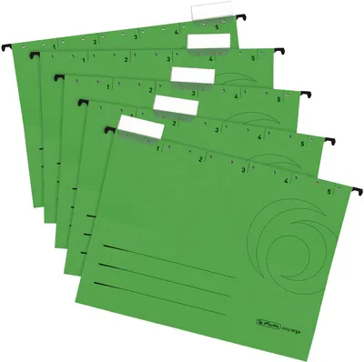 Set de dosare pentru fișet Herlitz Easy Orga - Cu formă de V, verzi, 5 buc