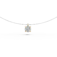 Lant fir transparent cu pandantiv din aur galben si diamant solitaire de 0.2ct