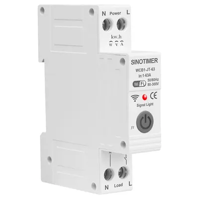 Releu protectie supratensiune, 63A AC220V, WiFi aplicatie Tuya, temporizator, temperatura, protectie curent, contor energie SINOTIMER WCB1-JT-63