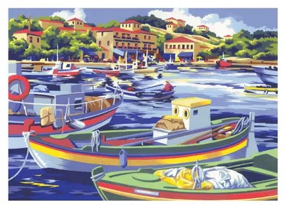 Set de pictură cu vopsele acrilice Royal - Port, 39 x 30 cm