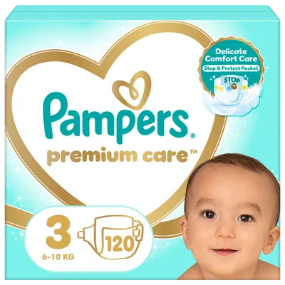 Scutece Premium Care Nr.3 pentru 6-10 kg, 120 bucati, Pampers