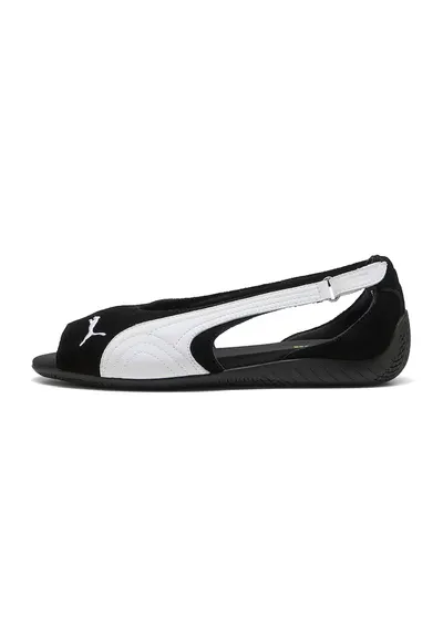 Sandale din piele intoarsa cu talpa joasa Speedcat - Alb/Negru