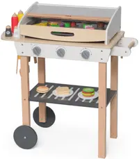 Set de joaca din lemn Viga Toys - Gratar de gradina cu roti