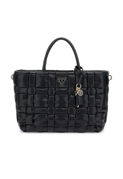 Geanta shopper cu aspect impletit - Negru