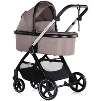 Carucior pentru copii Chipolino Marbella 3 in 1 tiramisu cu spatar reglabil, suspensii, maner ajustabil, bara detasabila, suport picioare reglabil