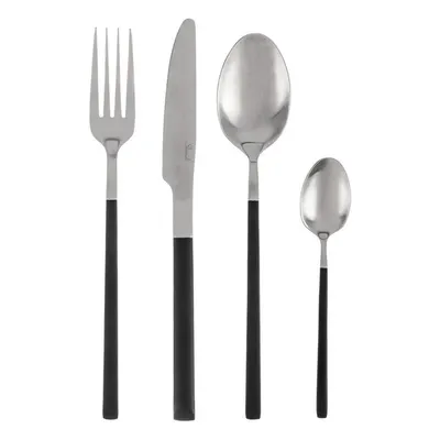 Tacâmuri negre-argintii din oțel inoxidabil 24 buc. Skandi – Orion