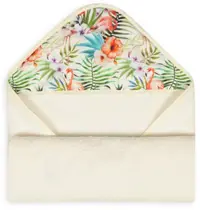 **Prosop cu glugă pentru bebeluși Baby Matex – Maxi Print, 100 x 100 cm, ecru