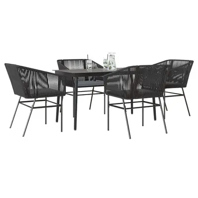 Gossi set de sufragerie de gradina 5 piese neagra sticla poly rattan