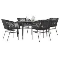 Gossi set de sufragerie de gradina 5 piese neagra sticla poly rattan