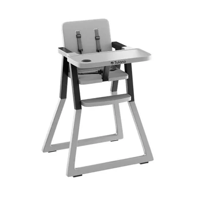 Scaun de masa copii Tulano Morsel 25 GreyBlack pliabil ultra compact 9cm,tavita reglabila,centuri de siguranta,greutate admisa 15 kg