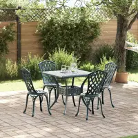vidaXL Set masă de grădină 5 buc. Verde Aluminiu turnat
