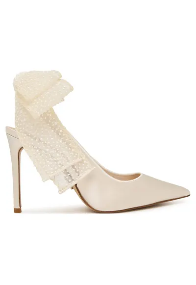 Sandale dama - stiletto - alb - textil