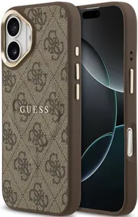 Husă Guess - 4G Gold Frame, iPhone 17, MagSafe, maro