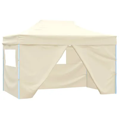 vidaXL Cort de petrecere pliabil cu 4 pereți, crem, 3 x 4 m, oțel