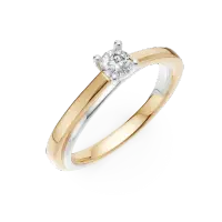 Inel de logodna din aur alb-galben cu diamant solitaire de 0.19ct