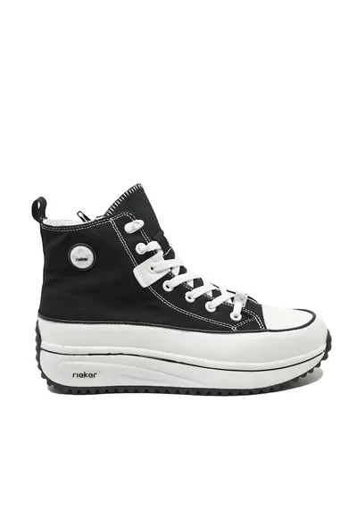 Tenisi high-top negri din material textil RIK90010-00 - Negru