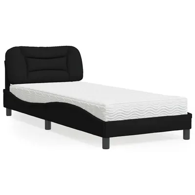 vidaXL Pat cu saltea, Hvar, negru, 90x190 cm, textil