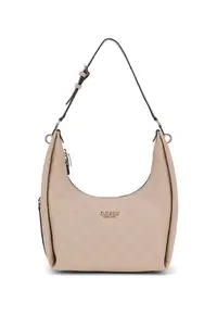 Geanta hobo cu bareta ajustabila si model logo - Roz pal