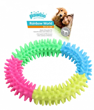 Pawise Rainbow M jucărie pentru câini: termoplastic, textură cu tepi