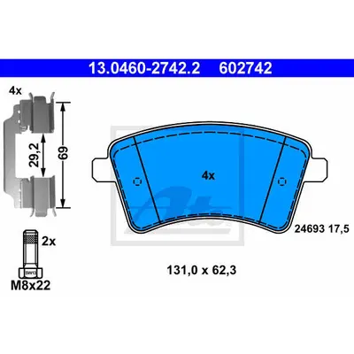 Set placute frana, frana disc ATE 13.0460-2742.2