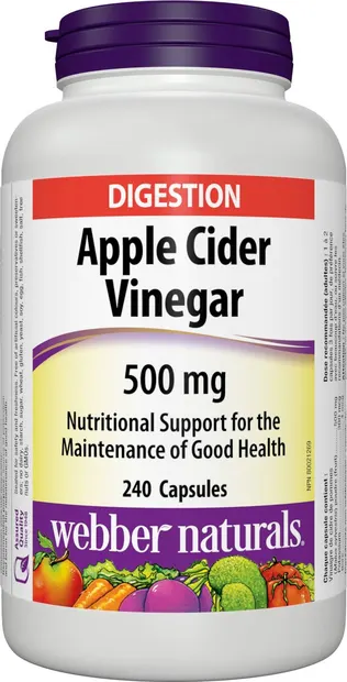 Apple Cider Vinegar, 500 mg, 240 capsule, Webber Naturals