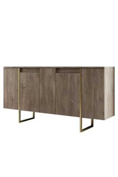 Comoda LUXE, nuc + auriu, 160x35x80 cm