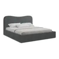 Pat matrimonial gri închis tapițat cu spațiu de depozitare cu somieră 160x200 cm Kahai – Makamii