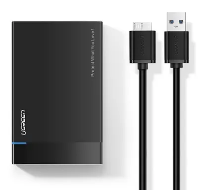 Carcasă pentru hard disk Ugreen - US221, SATA 2.5" USB 3.2/micro USB, negru