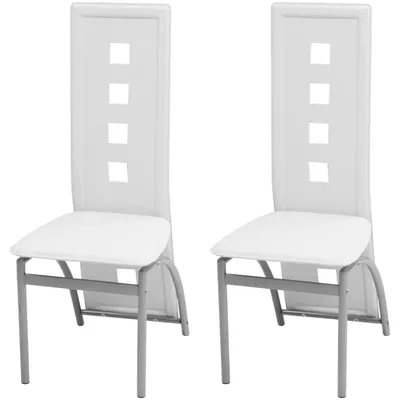 Gossi scaune de bucatarie, 2 buc., alb, piele ecologica