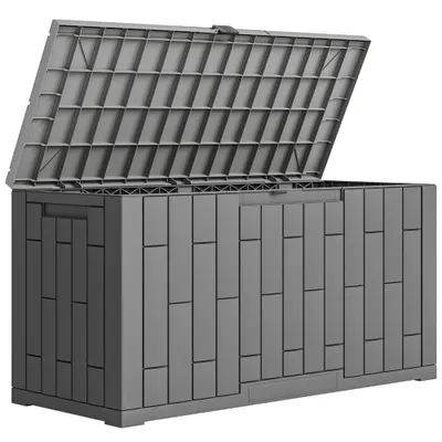 Outsunny Ladă de Depozitare pentru Grădină 227L din Rășină Rezistentă la Apă și UV cu Închidere, 106,5x43x54,5 cm, Gri | Aosom Romania