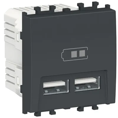 Priza dubla incarcare USB 2 module Schneider Easy Styl LMR9910003, negru