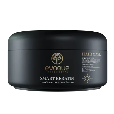 Masca de Par cu Keratina, EVOQUE Smart Keratin, 500 ml - Tratament Intensiv Profesional pentru Hidratare, Stralucire si Protectia Culorii