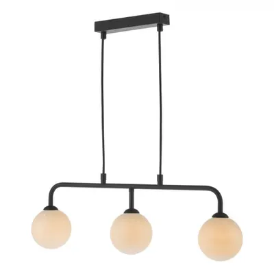 Lampa suspendata Feya 3 Light Bar Pendant Matt Black Opal Glass