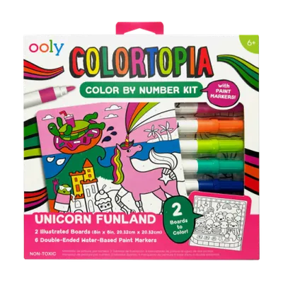 Set creativ de pictura dupa numere cu markere- Taramul Unicornilor (Set de 8)