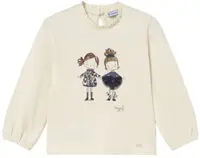 Tricou cu mânecă lungă Mayoral - Păpuși cu haine gri, bej, 12 luni