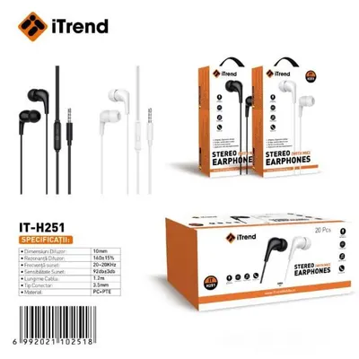 Casti Itrend cu Fir si Microfon It 251 Alb / Negru