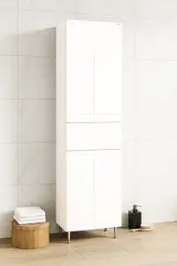 Dulap baie seria 786, front MDF, 4 usi, 1 sertar, montat, alb, 50x32x180 cm