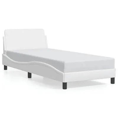 vidaXL Cadru de pat, Dover, alb, 90x190 cm, piele ecologică