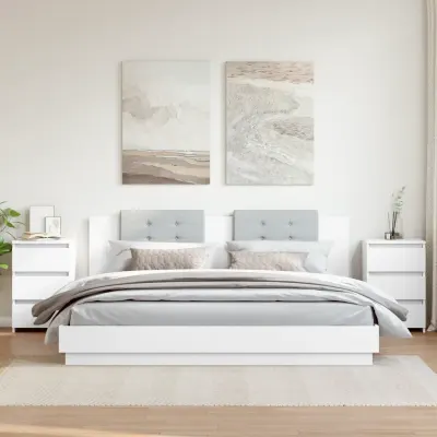 vidaXL Noptiere, 2 buc., alb, 40x35x62,5 cm, lemn compozit