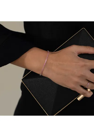 Bratara Argint Tennis Pink