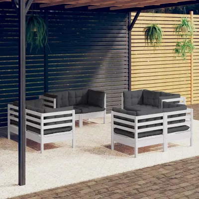 Gossi set mobilier de gradina cu perne, 8 piese, antracit, lemn pin