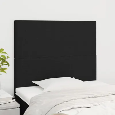 vidaXL Tăblie de pat neagră 100x5x118/128 cm, material textil