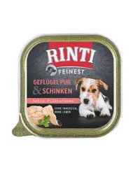 RINTI Feinest Poultry Pure&Ham tava mancare pasare si sunca 150 g pentru caini