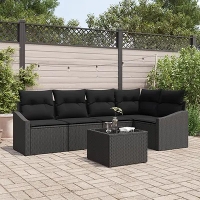 Gossi set de canapea de gradina 6 piese cu perne bej din poliratan