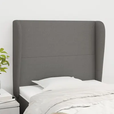 vidaXL Tăblie de pat cu aripioare gri închis 83x23x118/128 cm textil