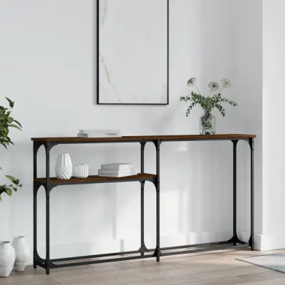 vidaXL Măsuță consolă, stejar maro, 145x22,5x75 cm, lemn prelucrat